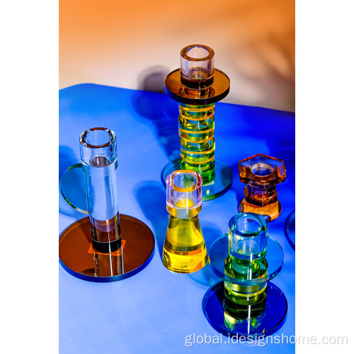 Glass Crystal Candle Holder Colorful Irregular Candle Holder Manufactory